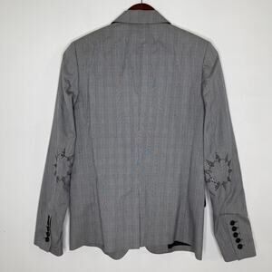 Zadig & Voltaire Blazer Womens Small Gray Plaid Studded Vanda Bis Deluxe